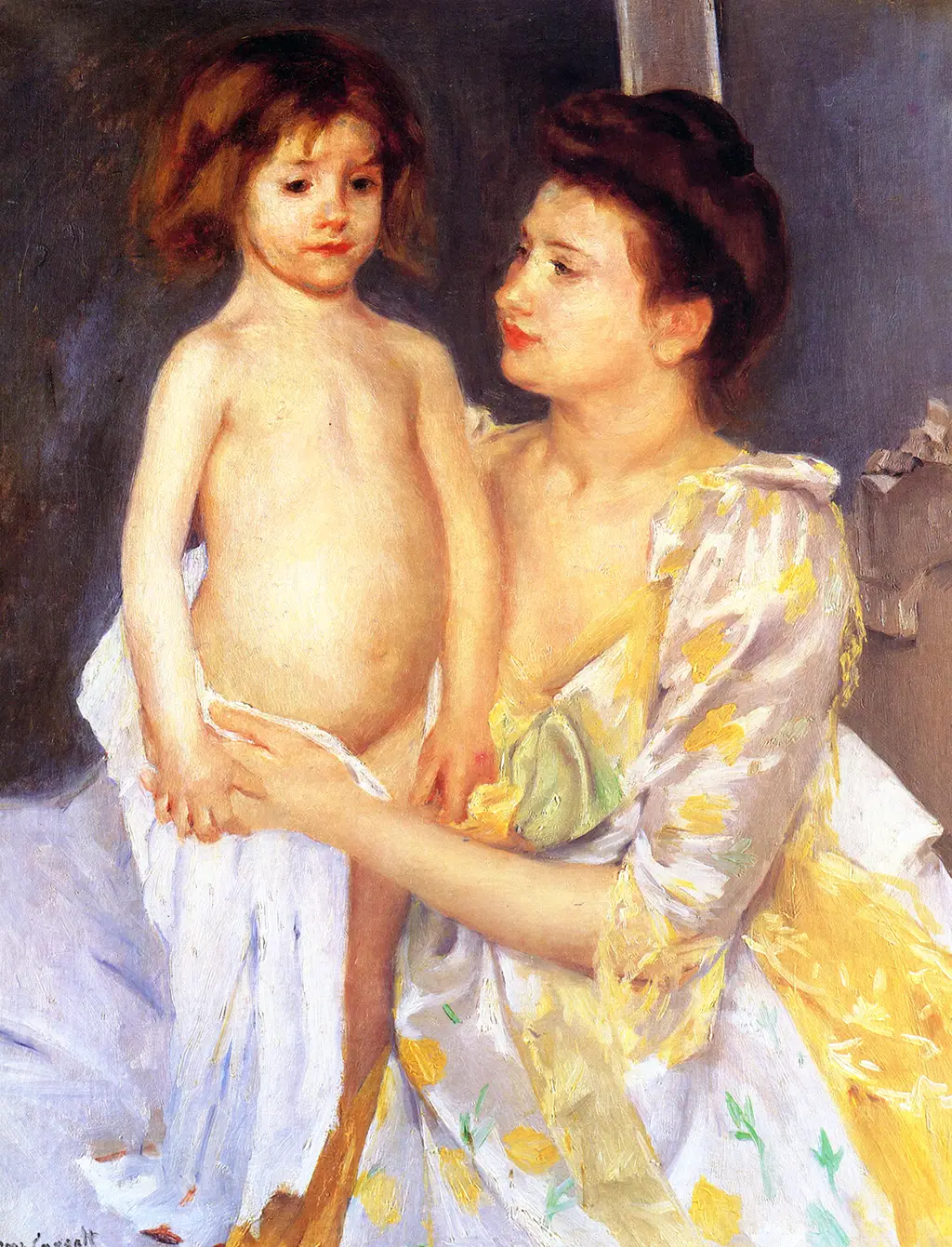 Jules Being Dried by his Mother in Detail Mary Cassatt